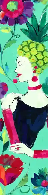 Free pineapple bookmark featuring a lady wearing a pineapple hat